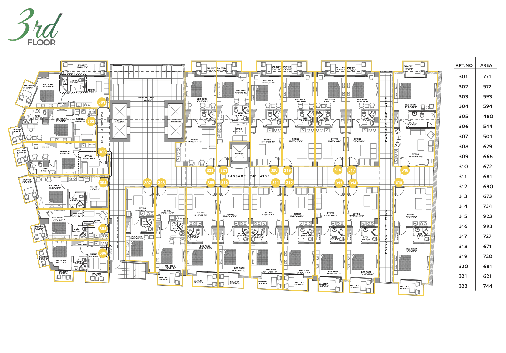 Serene Heights Nathia Gali third floor apartment plan layout