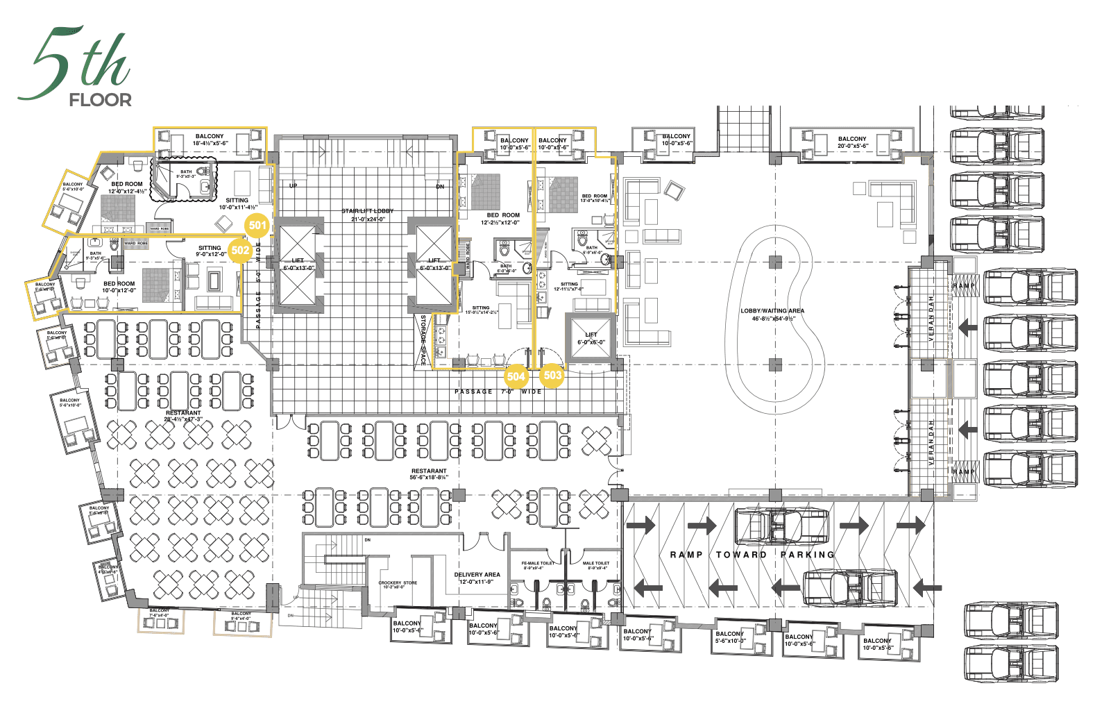 Serene Heights Nathia Gali fifth floor apartment plan layout