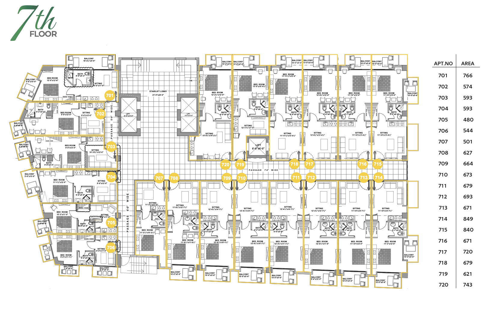 Serene Heights Nathia Gali seventh floor apartment plan layout
